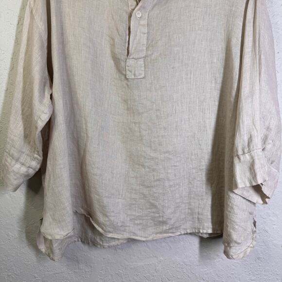 CP SHADES Blouse Large Gigi 100% Linen Two Button Placket Front Crop NWOT - Picture 5 of 12